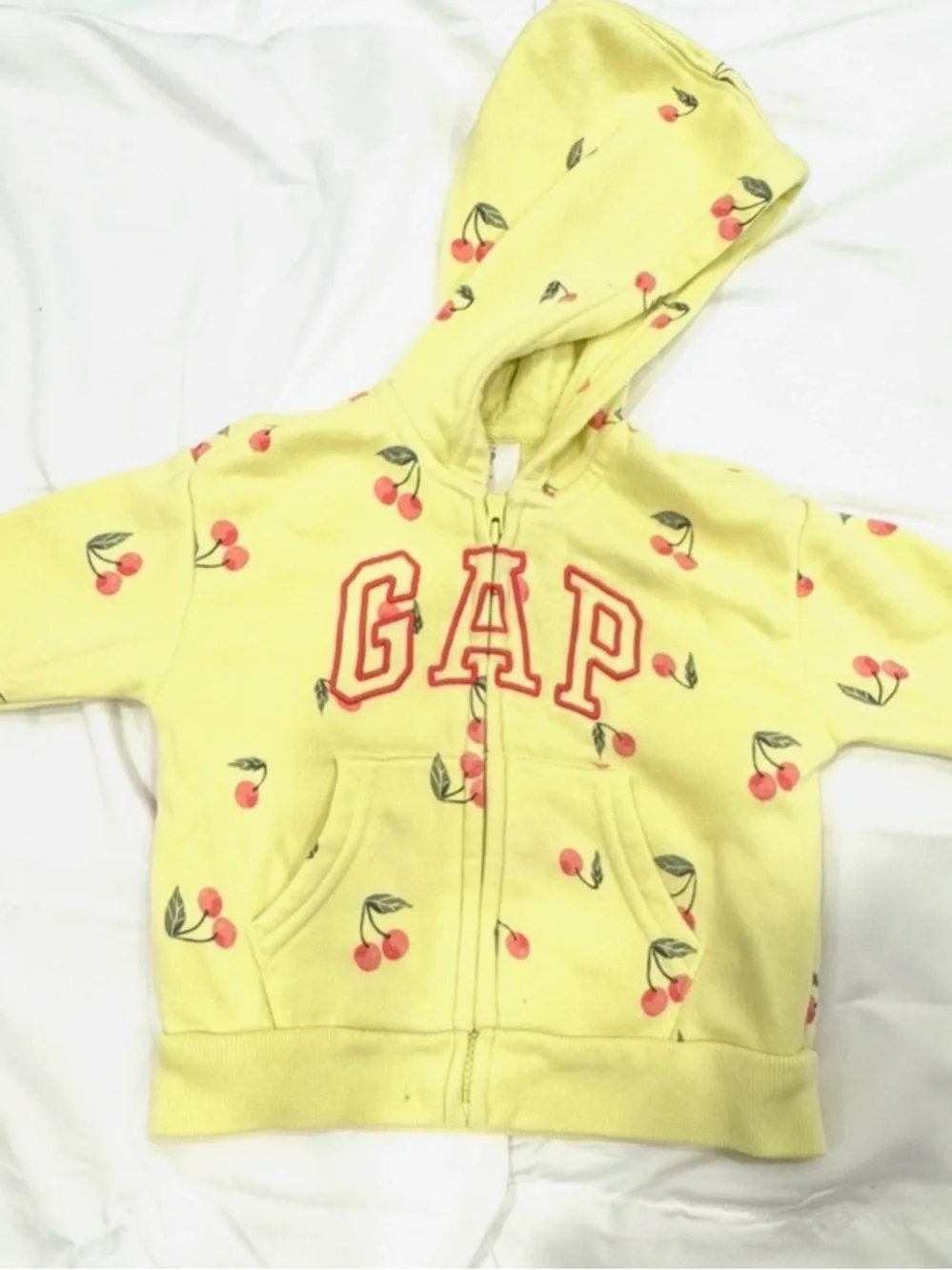 GAP Yellow Cherry Print Zip-Up Hoodie